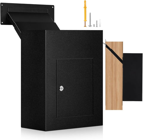 Through the Wall Locking Mailbox 17" x 13" x 7" Large Wall Mount Mail Box Heavy Duty Parcel Letter Box House Locking