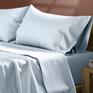 Egyptian Cotton King Sheets Set - Everyday Bedding King Sheet Set (4 PC, Light Blue), Soft & Durable, Cooling, 16"