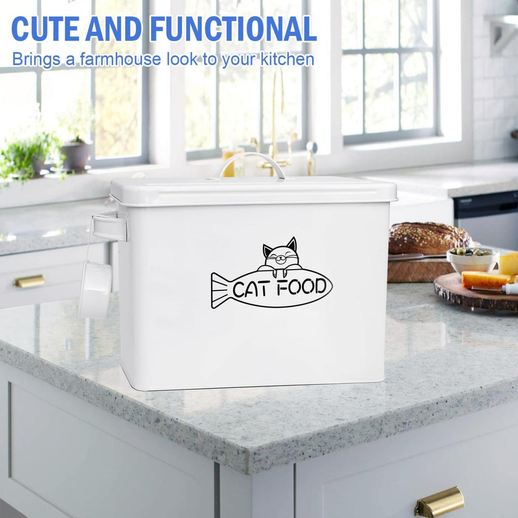 Large Dog and Cat Food Storage Container, Farmhouse Pet Food Storage Containers with Lid and Dry Food Scoop, Durable