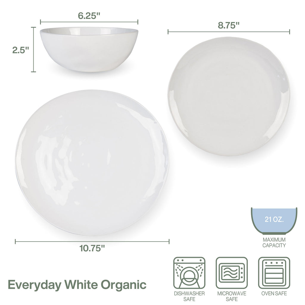 Organic 12 piece Dinnerware Set, Service for 4