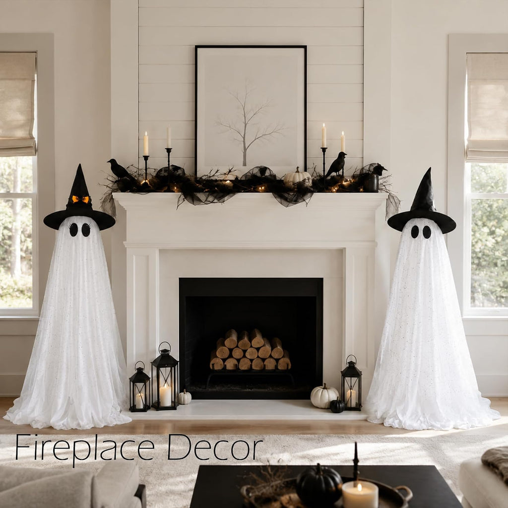 2Packs Halloween Decorations Outdoor,Halloweens Party Decoration Indoor,Spooky Ghost with Remote Control String - Set of 2