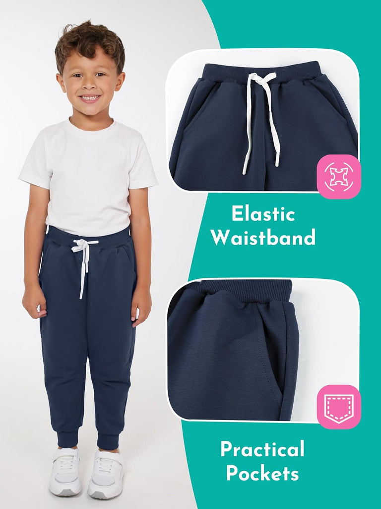 Boy Joggers Sweatpants Toddler Cotton Pant with Pockets Drawstring