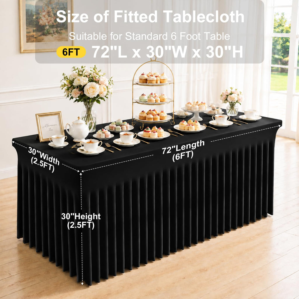 Spandex Elastic Fitted Table Cloth Skirt for 6FT Rectangle Table