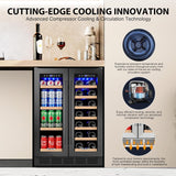 24" Dual Zone Wine & Beverage Refrigerator - Under Counter Cooler with Upgraded 