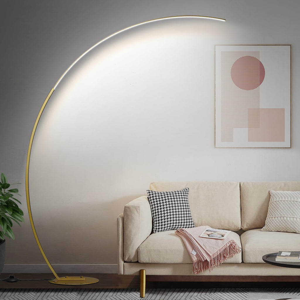 Dimmable LED Floor Lamp with 3 Color Temperatures, Ultra Bright Gold Arc Floor Lamp, Modern Standing Tall Lamp