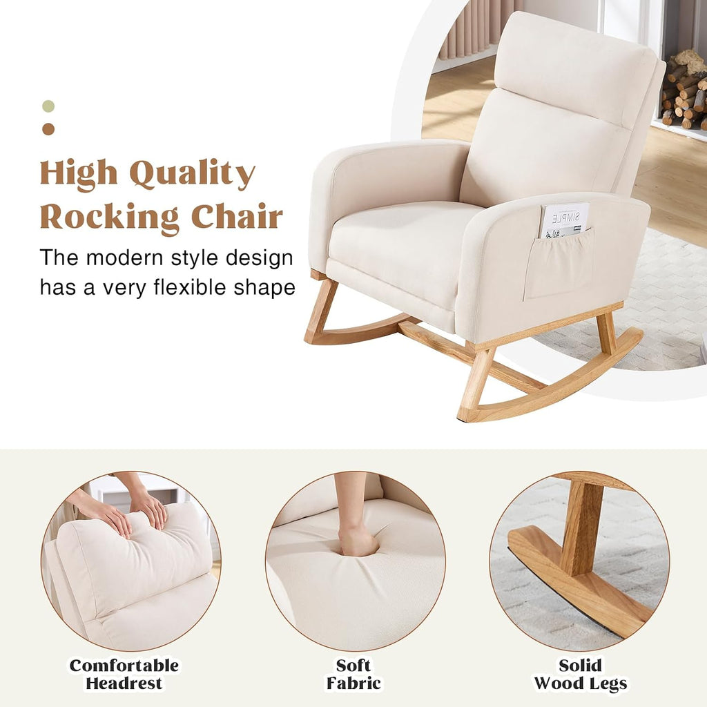 Rocking Chair Nursery, Nursing Rocking Chairs with Foot Rest for Mom Nursery, Glider Rocker Chair with Footrest and