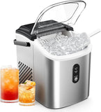 Ice Maker Countertop, Portable Ice Machine with Carry Handle, 26.5lbs Per Day, 9 Cubes in 6 Mins, Auto-Cleaning