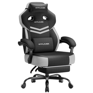 Big & Tall Gaming Chair, Wide Seat with Footrest, Black & Gray
