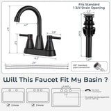 4 inches Bathroom Faucet for 3 Hole,2-Handle Bathroom Sink Faucets with Pop Up Drain (Matte Black)