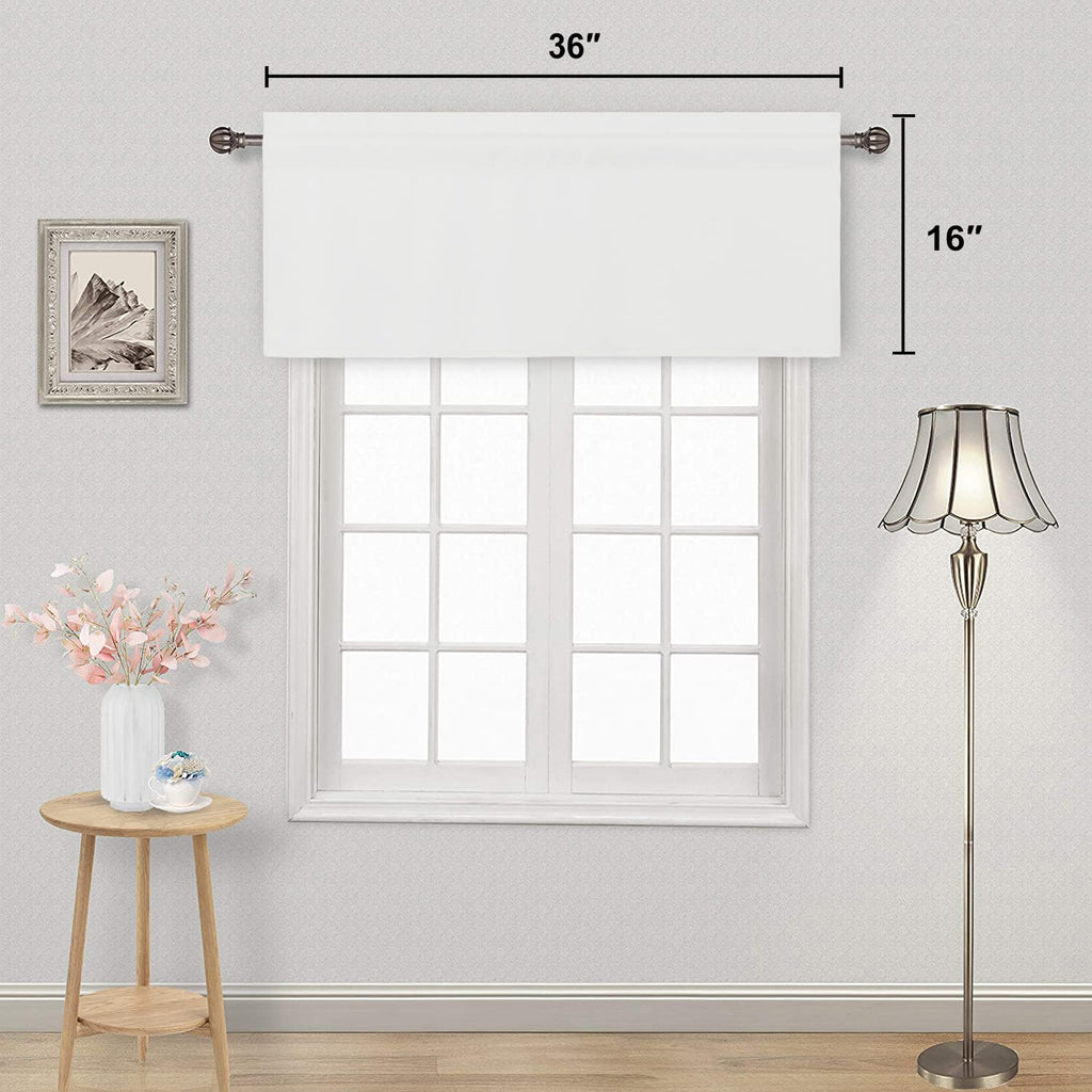 White Rod Pocket Valance for Windows 36 x 16 Inch, 1 Panel