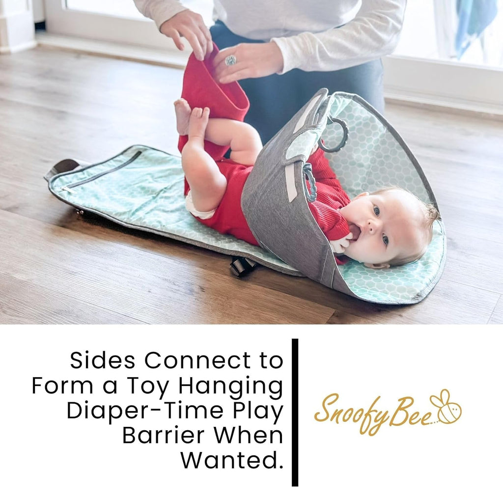 Portable Playtime Changing Pad: in-1 Diaper Clutch, Changing Station, and Clean Hands Toy Barrier. Water-Resistant