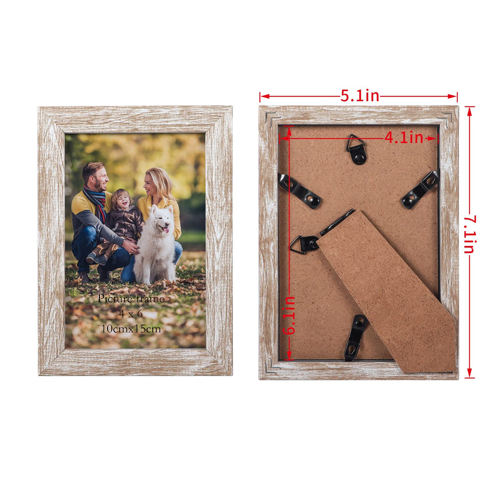 Rustic 4x6 Picture Frame Set of 12, Multi Woodgrain Farmhouse Photo Frames for Wall or Tabletop, Beige