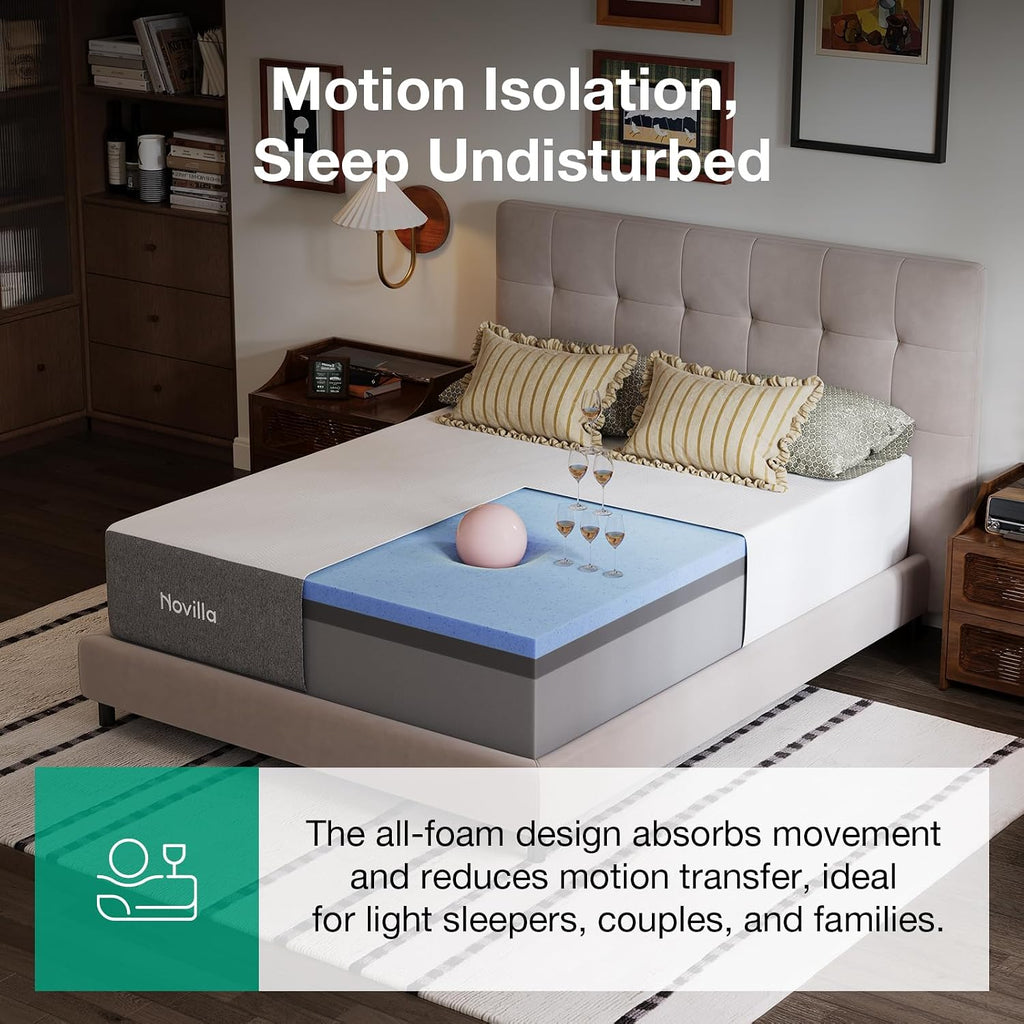 Memory Foam 12 Inch Queen Mattress in a Box | NanoGel Memory Foam, Cool Night Sleep, High-Density Support Foam, Spine