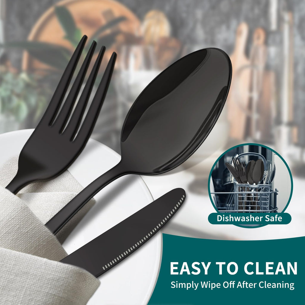 20 Piece Silverware Set, Black Stainless Steel Cutlery Set for 4