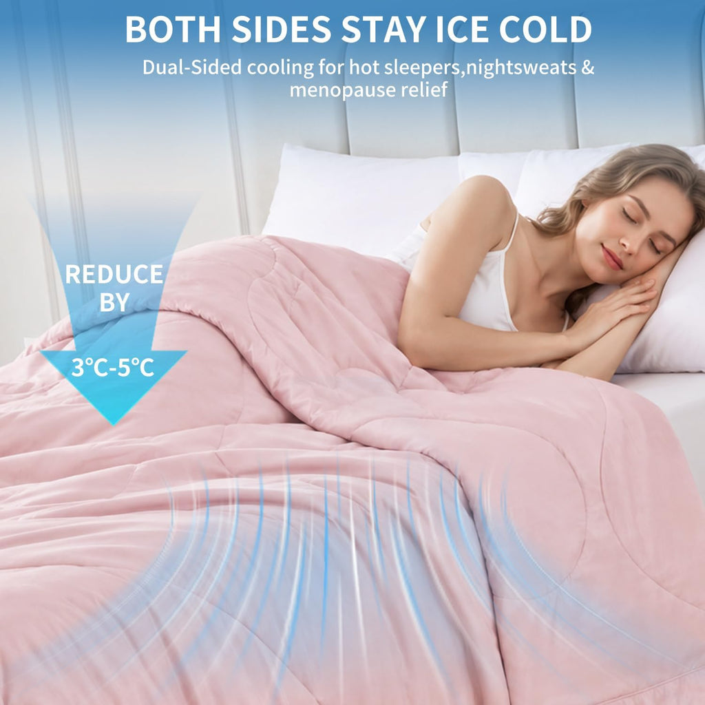 Cooling Comforter Queen Size for Hot Sleepers, Lightweight Summer Bedding | Dual-Sided Cooling Blanket with Soft