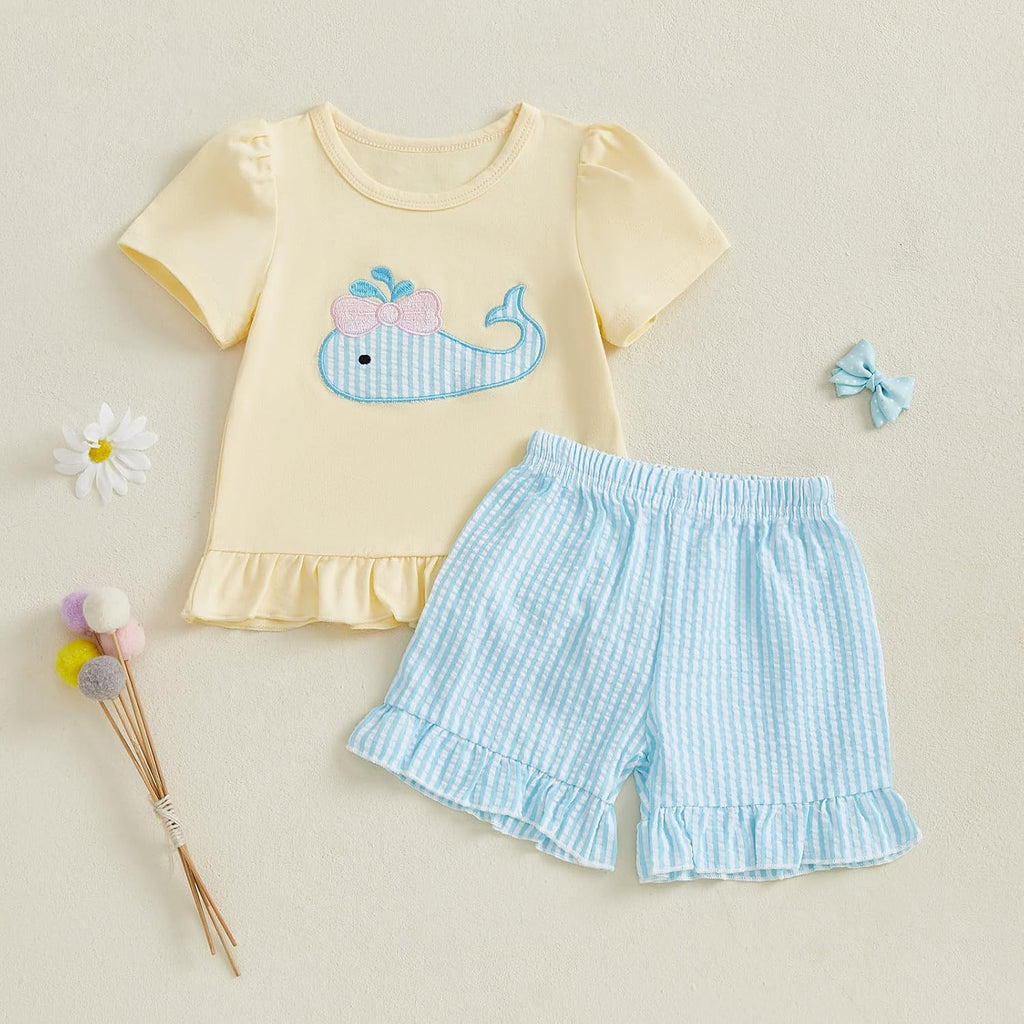 Toddler Baby Girl Summer Clothes T-Shirt Shorts Set Cute Outfits
