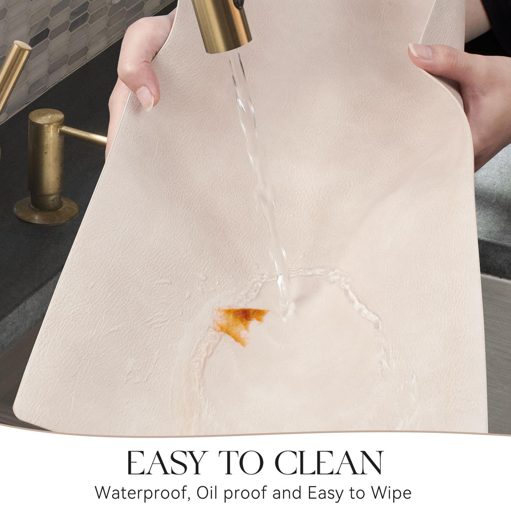 Vinyl Faux Leather Placemats, Set of 8, Beige