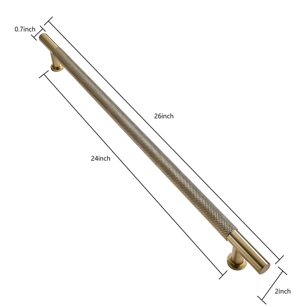 24 Inch(610mm) Soild Knurled Gold Appliance Pulls Brushed Brass Cabinet Pulls Drawer Pulls Kitchen Hardware
