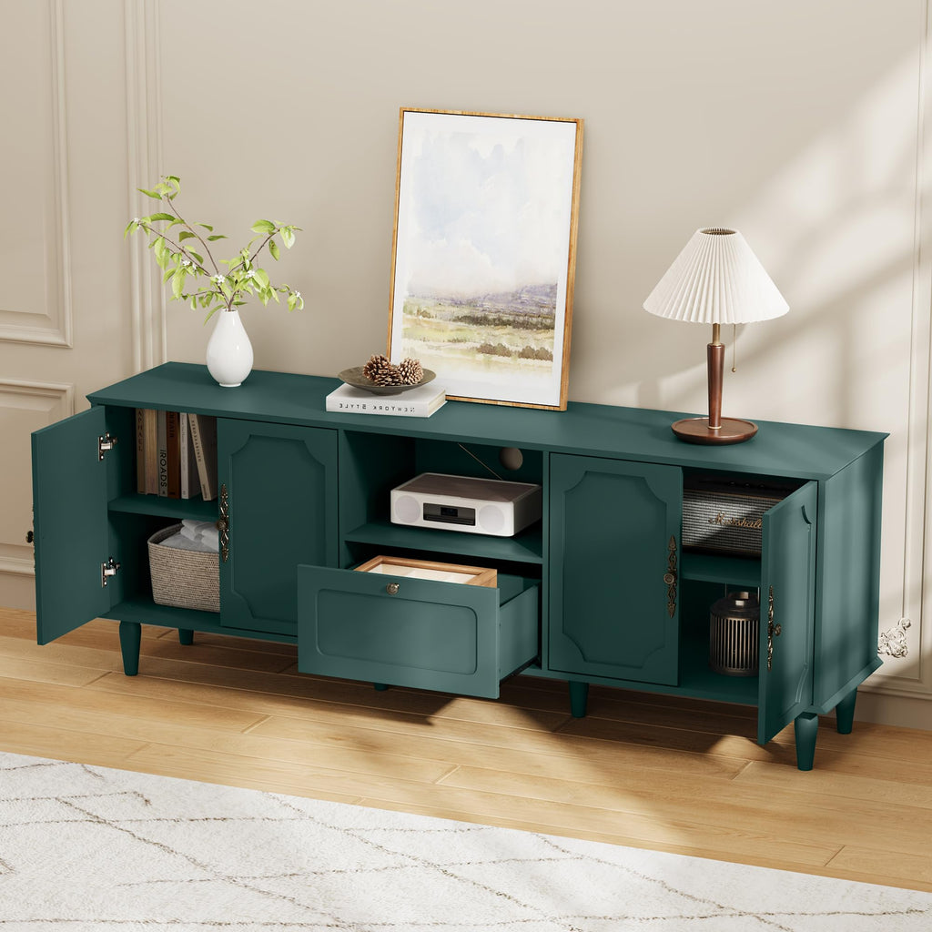 Vintage TV Stand for 75 inch TV, Green TV Console