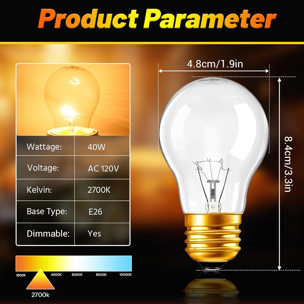 Oven Light Bulb A15 40W Oven Light Bulb Replacement 40 Watt Appliance Bulb