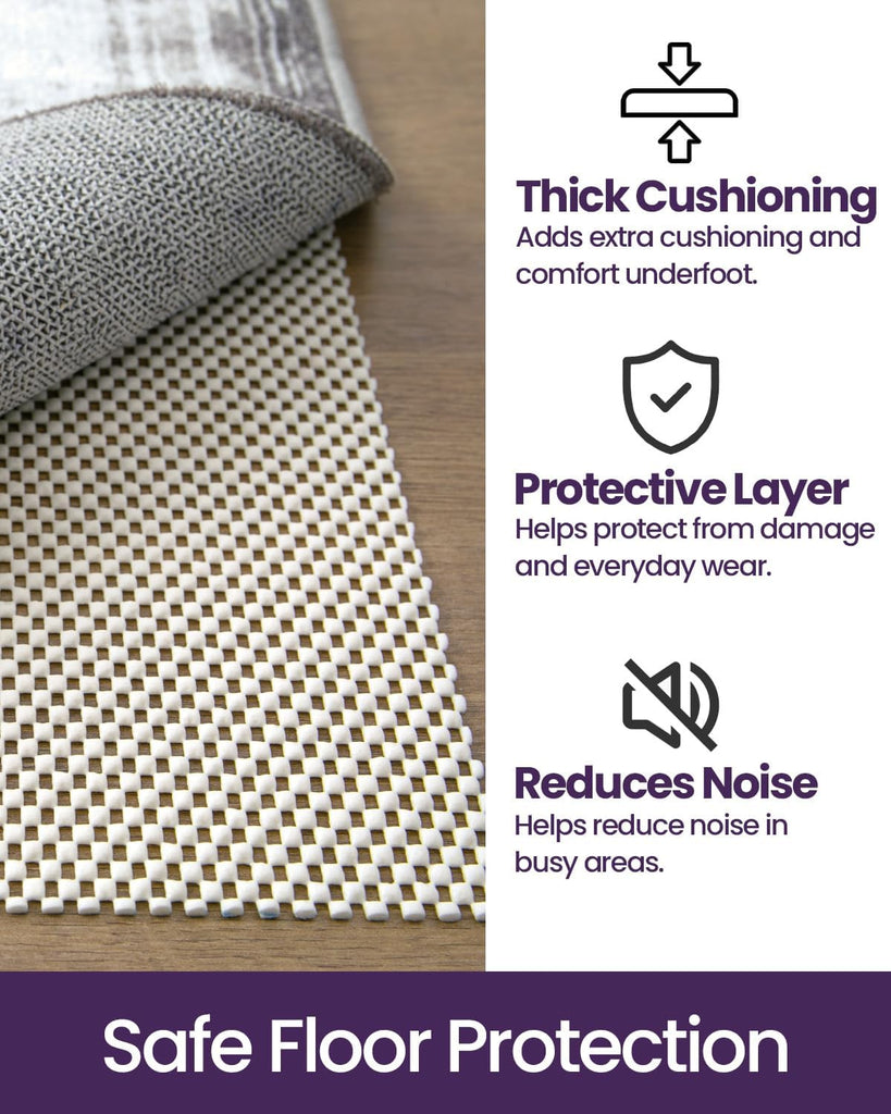 Rug Pad Gripper for Hardwood Tile Floor, 3x8 Non Slip Under Carpet Padding Cushioned, Waterproof Thick Walking Pads