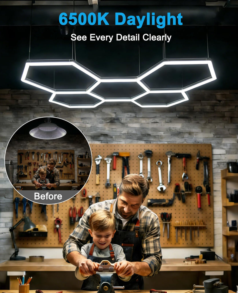 Hexagon led Lights: DIY Ceiling LED Light Hexagon Garage Lights