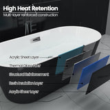 59" Deep Soaking Bathtub, Non-Slip Acrylic Tub with Chrome Drain, CUPC Certified, Ergonomic Modern Bath for Bathrooms