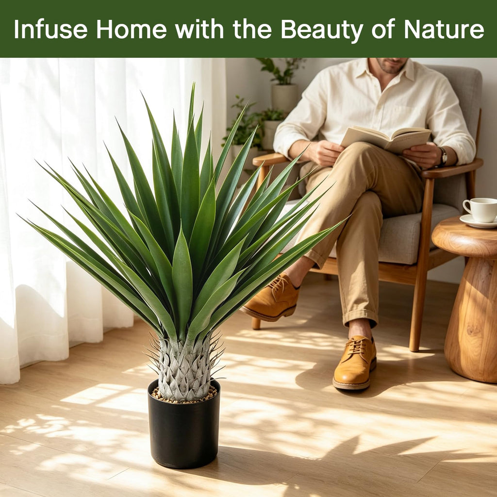 36 Inch Fake Plants, Artificial Agave Plant Outdoor Potted Snake Plant