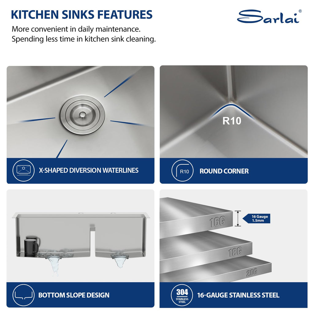 36 Inch Drop Sink Double Bowl - 36x22 Drop in Workstation Sink Double Bowl Topmount Ledge Workstation 16 Gauge