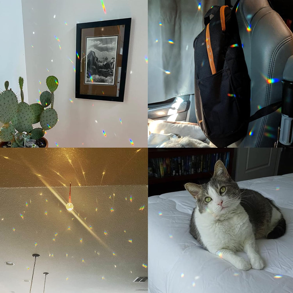 12 PCS Clear Crystal Glass Prism Suncatcher, Christmas Balls Ornaments, Rainbow Pendants Maker