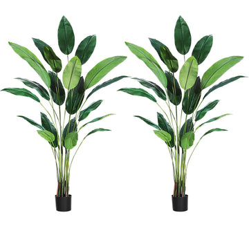 Artificial Bird of Paradise Tree 7 ft(84 in) Fake Palm Tree for Indoor Outdoor Modern Decor Faux Plants Perfect