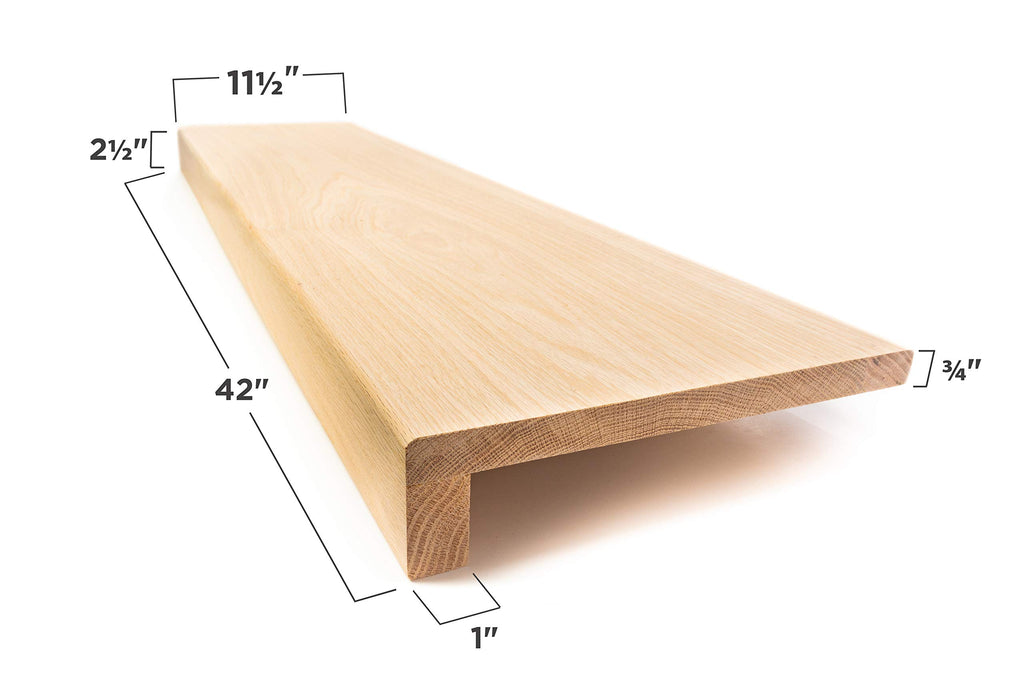Solid Red Oak Stair Tread with Large (1 3/4) Square Nose Profile (42" x 11 1/2")