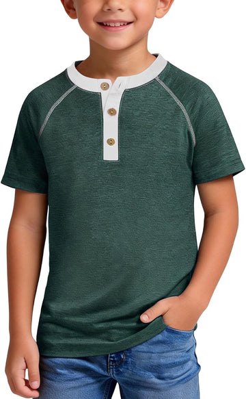 Boy's Henley Shirts Kids Short Sleeve Stylish T-Shirt