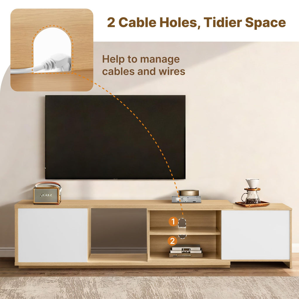 Extendable TV Stand for TVs up to 90", Modern Entertainment Center with Adjustable Shelf, Television Stand with 2