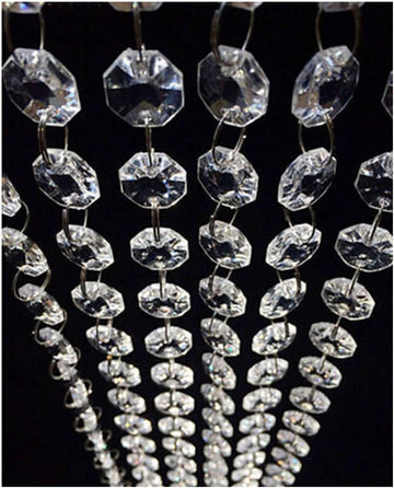99FT Clear Acrylic Crystal Garland Strands Hanging Chandelier Bead Chain Ornament String Decorations for Manzanita