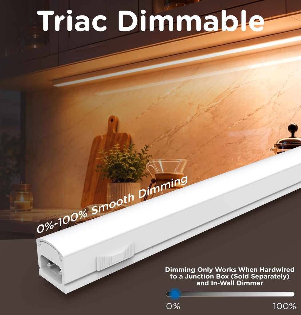 Under Cabinet Lighting Plug in, Linkable AC120V Super Bright 3CCT 3000/4000/5000K Ultra Slim Dimmable LED Counter