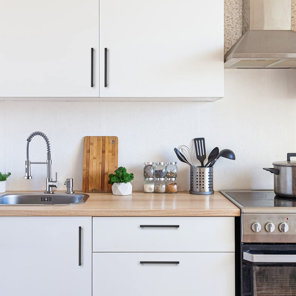 Matte Black Kitchen Cabinet Handles 6-1/4 Inch Pulls 50 Pack
