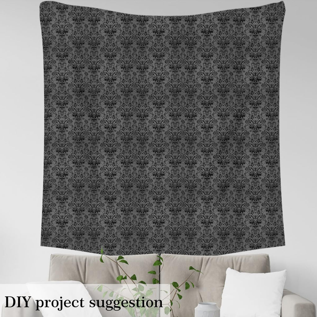 Retro Bohemian Decorative Fabric 2 Yards, Gothic Baroque Damask Fabric By The Yard for Adults Men, Vintage Victorian