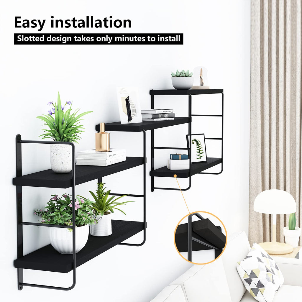 Shelves on Wall, Floating Bookshelves, Shelves for Room Wall (Black)