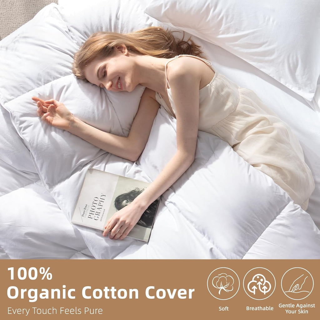 Hungarian Down Feather Fiber Comforter King,Hotel Style Bedding Comforter,1200TC,100% Organic Cotton