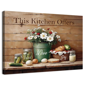 Inspirational Wall Decor Kitchen Wall Art This Kitchen Offers Food Love and Joy Signs Pictures Farmhouse Flower Food