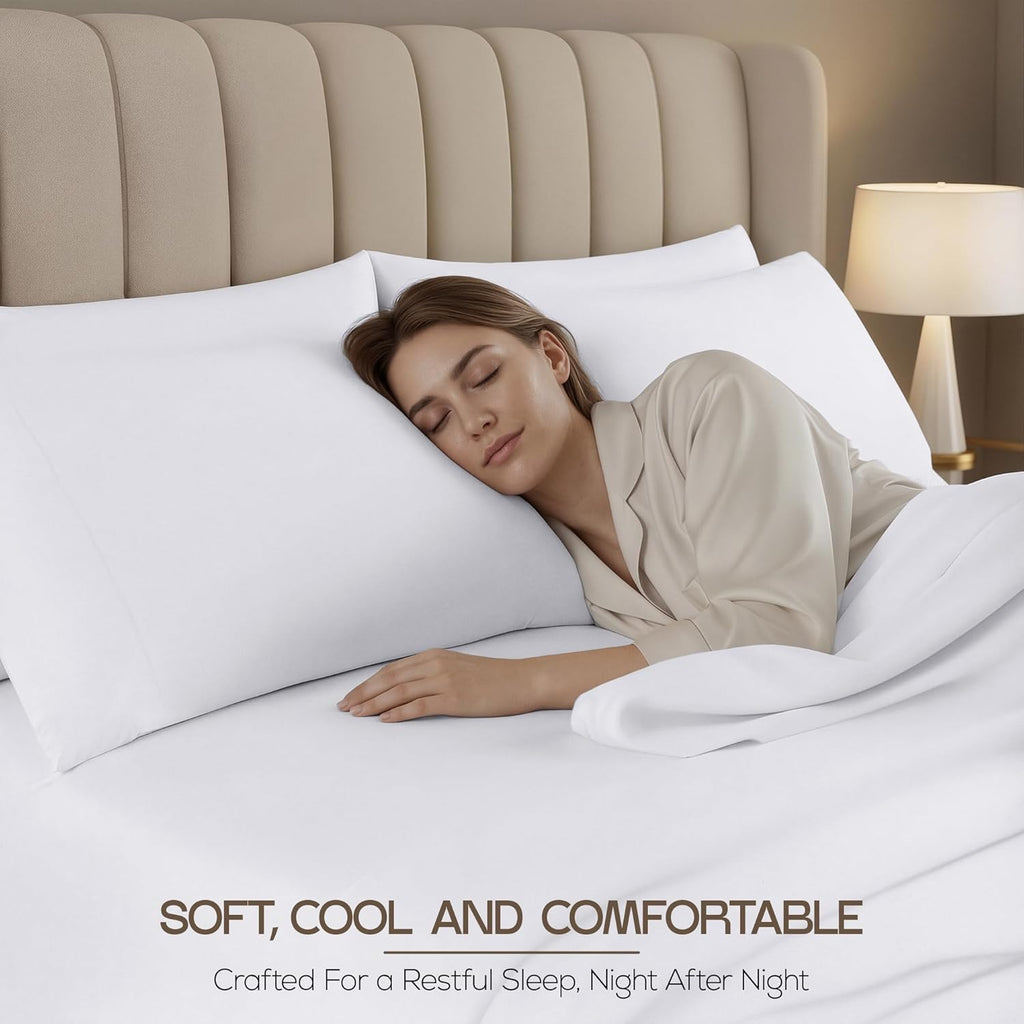 Hotel Queen Sheet Set - 4 Piece Luxury Bedding Sheets, Deep Pocket Soft & Breathable Microfiber Bed Sheets, 1 Fitted