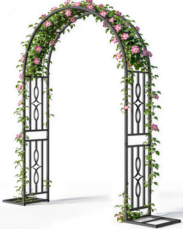 Metal Garden Arch, Heavy Duty Garden Trellis for Climbing Plants, with Enlarged Base for Stability, Ideal for Wedding