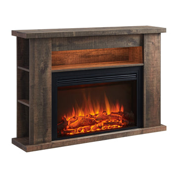 LegendFlame Barron Electric Fireplace with 51" Storage Shelf Mantel Surround and Jaden 31" Insert, Rustic Dark Oak