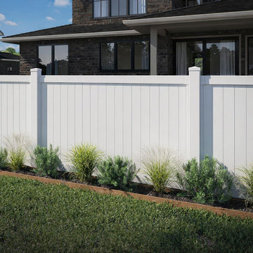 Westport White Vinyl No Dig Privacy Fence Kit | 4ft H x 6ft W, 1 Panel + 1 Post, BL19105