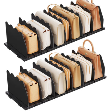 Shelf Divider for Closet, 2 Pcs Adjustable Purse Organizer, Black