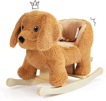 Baby Rocking Horse, Poodle Wooden Rocking Horse for Toddlers 1-3 Year Old