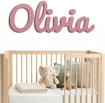 Wood Baby Name Sign - Personalized Nursery Wall Decor, 5 colors, 8 fonts, multiple sizes | Solid wood | Easy tape