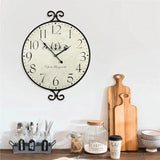 Farmhouse Wall Clock, 17H×13.4D Inch, Wrought Iron Frame with Warm Gray Finish