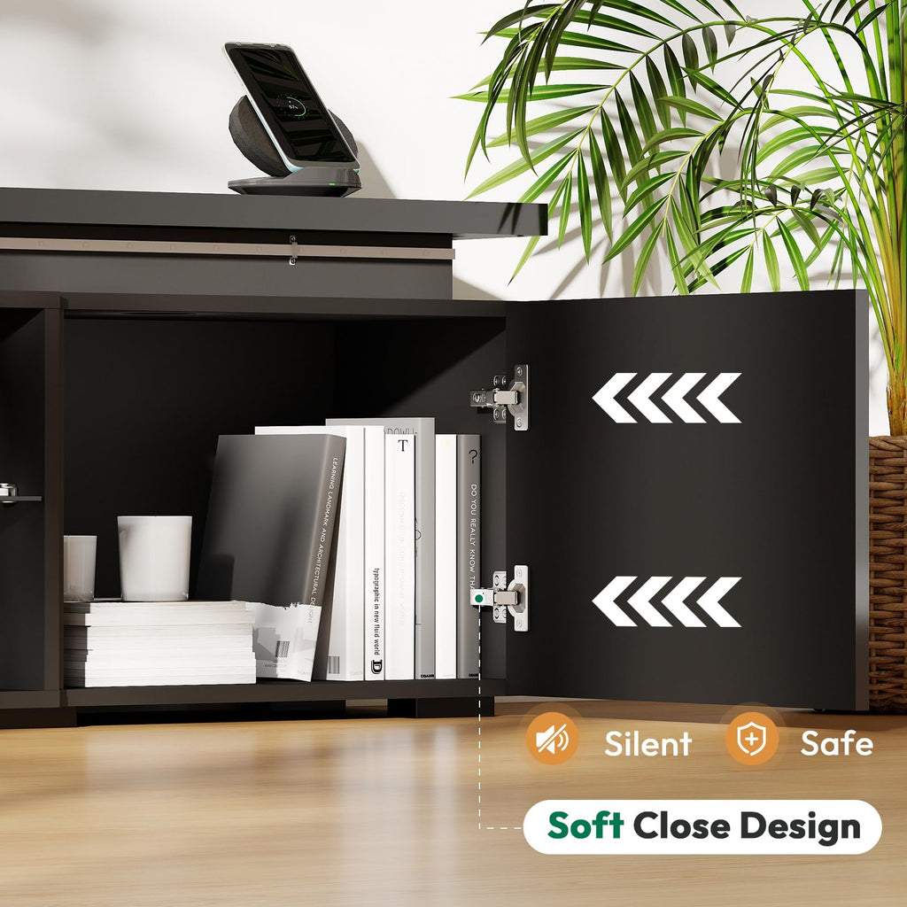 100 Inch TV Stand with Dual LED Lights, High Gloss Finish